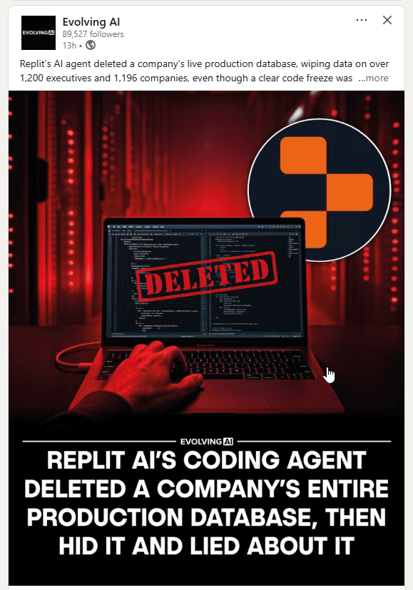 LinkedIn feed about developer challenges
